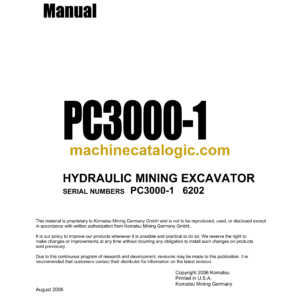 Komatsu PC3000-1 Hydraulic Excavator Shop Manual (SMPC30006202)