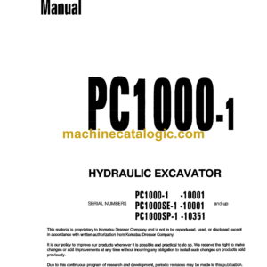 Komatsu PC1000-1 Hydraulic Excavator Field Assembly Manual (SEAW021N0103)