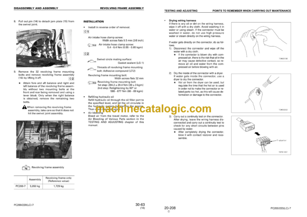 Komatsu PC200, PC200LC-7, PC220, PC220LC-7 Hydraulic Excavator Shop Manual (SEBM024319)