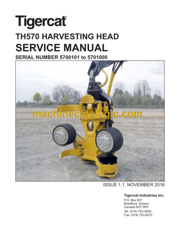 Tigercat TH570 Harvesting Head Service Manual (5700101 - 5701000) (45354AENG)