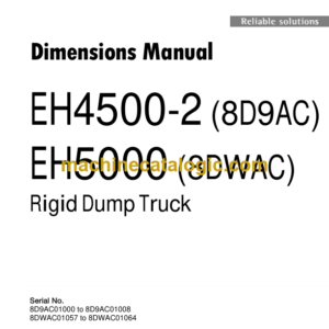 Hitachi EH4500-2, EH5000 TS22001 Rigid Dump Truck Dimensions Manual