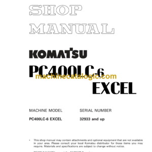 Komatsu PC400LC-6 Excel Hydraulic Excavator Shop Manual (SEBM037200)