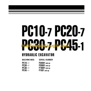 Komatsu PC10-7, PC20-7, PC30-7, PC45-1 Hydraulic Excavator Shop Manual (WEBMPC1000)