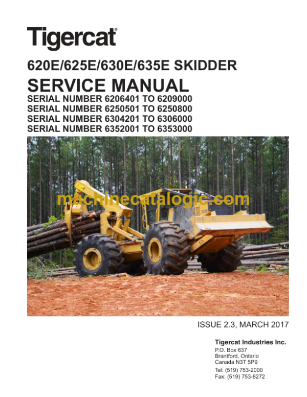 Tigercat 625E Skidder Service Manual (6250501 - 6250800) (42837AENG)