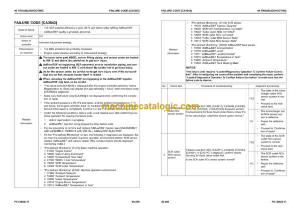 Komatsu PC138US-11 Hydraulic Excavator Shop Manual (SEN06662-C2)