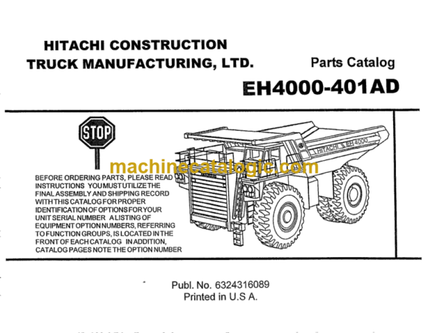 Hitachi EH4000 401AD Parts Catalog