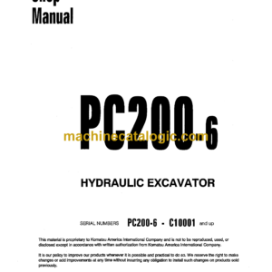 Komatsu PC200-6 Hydraulic Excavator Shop Manual (SEBM010201K)