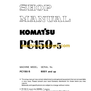 Komatsu PC150-5 Hydraulic Excavator Shop Manual (SEBM021K0502)