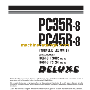 Komatsu PC35R-8 PC45R-8 Deluxe Hydraulic Excavator Shop Manual (WEBM003900)