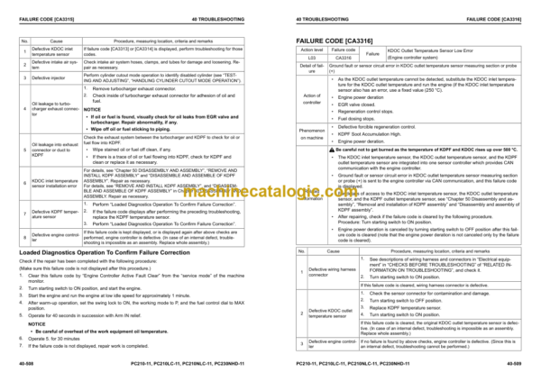 Komatsu PC210-11 PC210LC-11 PC210NLC-11 PC230NHD-11 Hydraulic Excavator Shop Manual (UENBM00366)