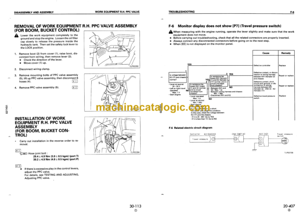 Komatsu PC128UU-1 PC128US-1 Hydraulic Excavator Shop Manual (SEBM009805)