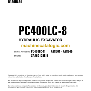 Komatsu PC400LC-8 Hydraulic Excavator Shop Manual (CEBM018803)