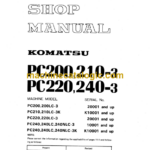 Komatsu PC200 PC210-3 PC220 PC240-3 Hydraulic Excavator Shop Manual (SEBM02050309)