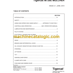 Tigercat M726E Mulcher Service Manual (726M3501 - 726M5000) (29848A)