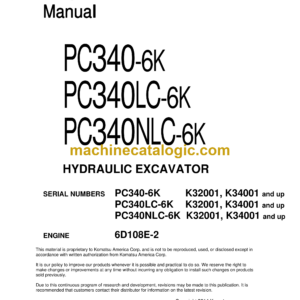 Komatsu PC340-6K PC340LC-6K PC340NLC-6K Hydraulic Excavator Shop Manual (UEBM000901)