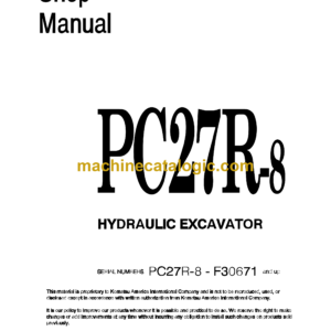 Komatsu PC27R-8 Hydraulic Excavator Shop Manual (WEBM002900)