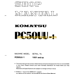 Komatsu PC50UU-1 Hydraulic Excavator Shop Manual (SEBM020U0104)