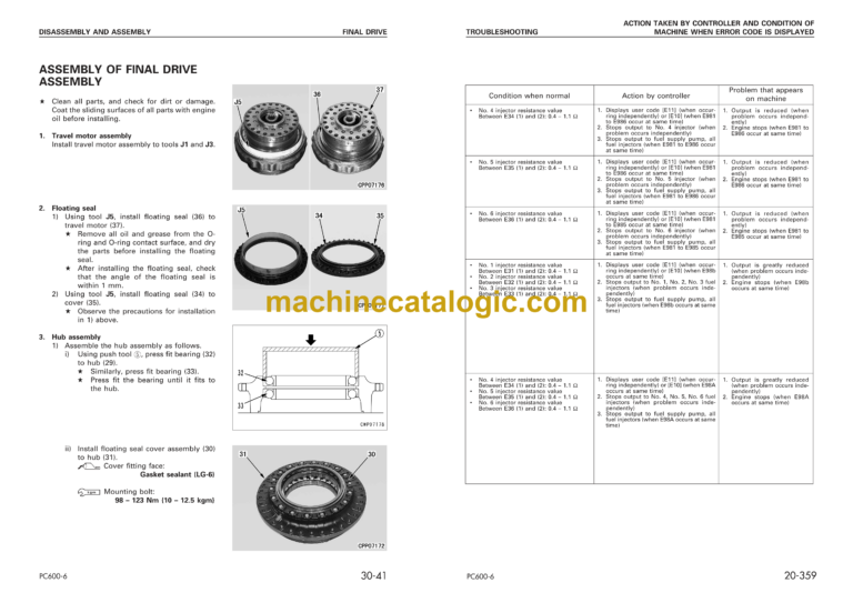 Komatsu PC600LC-6 Hydraulic Excavator Shop Manual (SEBM027100K)