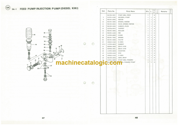 Hitachi FL90 4BB1 Engine Parts Catalog