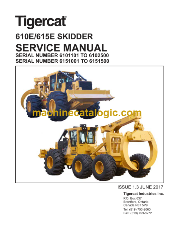 Tigercat 610E Skidder Service Manual (6101101 - 6102600) (44477AENG)