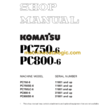 Komatsu PC750-6 PC800-6 Hydraulic Excavator Shop Manual (SEBM025306)