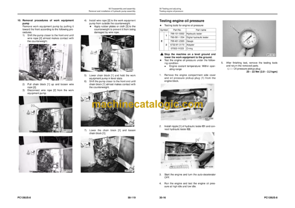 Komatsu PC128US-8 Hydraulic Excavator Shop Manual (WEN00003-00)