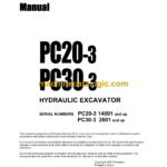 Komatsu PC20-3 PC30-3 Hydraulic Excavator Shop Manual (SEBM0225C01)