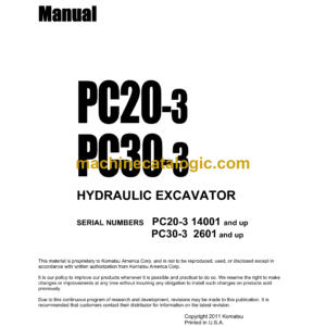 Komatsu PC20-3 PC30-3 Hydraulic Excavator Shop Manual (SEBM0225C01)