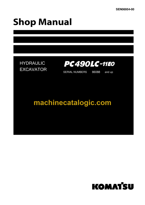 Komatsu PC490LC-11E0 Hydraulic Excavator Shop Manual (SEN06954-00)