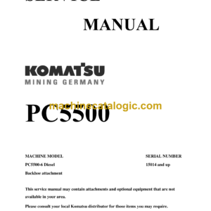 Komatsu PC5500 Hydraulic Excavator Service Manual