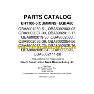 Hitachi EH1100-5 Cummins EQBA80 Parts Catalog