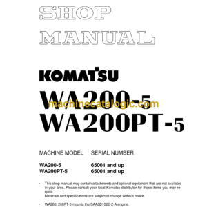 Komatsu WA200-5 WA200PT-5 Shop Manual (SEBM033312)