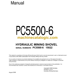 Komatsu PC5500-6 Hydraulic Mining Shovel Shop Manual (SMPC550015022)