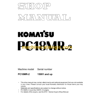 Komatsu PC18MR-2 Hydraulic Excavator Shop Manual (SEBM038400)