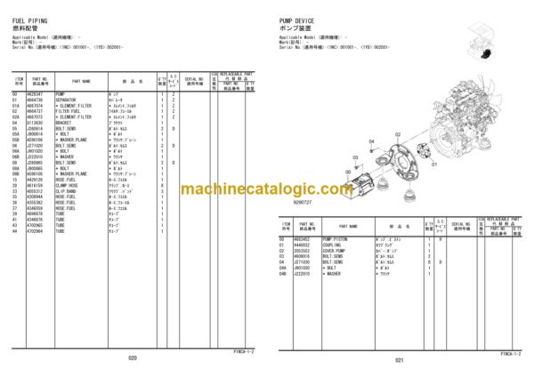 Hitachi AX14-4 Mini-Excavator Parts Catalog