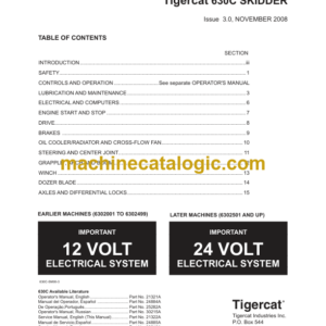 Tigercat 630C Skidder Service Manual (6302001 - 6303000) (21322A)