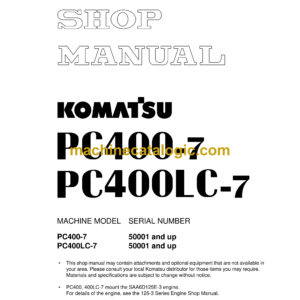 Komatsu PC400-7 PC400LC-7 Hydraulic Excavator Shop Manual (SEBM037603)