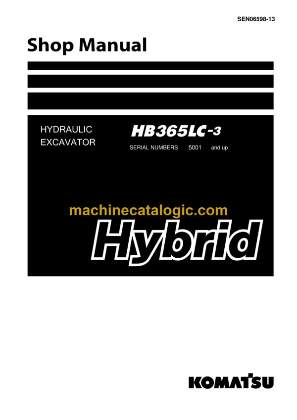 Komatsu HB365LC-3 Hydraulic Excavator Shop Manual (SEN06598-13)