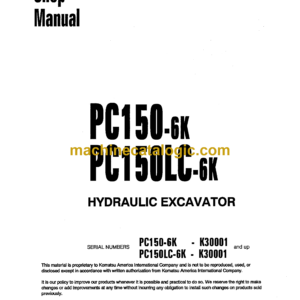 Komatsu PC150-6K PC150LC-6K Hydraulic Excavator Shop Manual (CEBMOO1601)