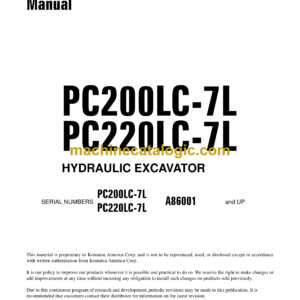 Komatsu PC200LC-7L PC220LC-7L Hydraulic Excavator Shop Manual (CEBM005806)