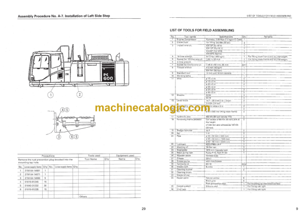 Komatsu PC600-7 Hydraulic Excavator Field Assembly Instruction (GEN00013-01)