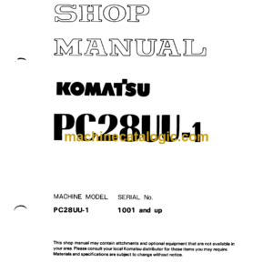 Komatsu PC28UU-1 Hydraulic Excavator Shop Manual (SEBM021U0101)