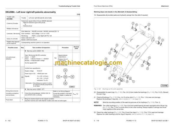 Komatsu PC4000-11 T2 Hydraulic Excavator Shop Manual (08237-xD-GB-2)