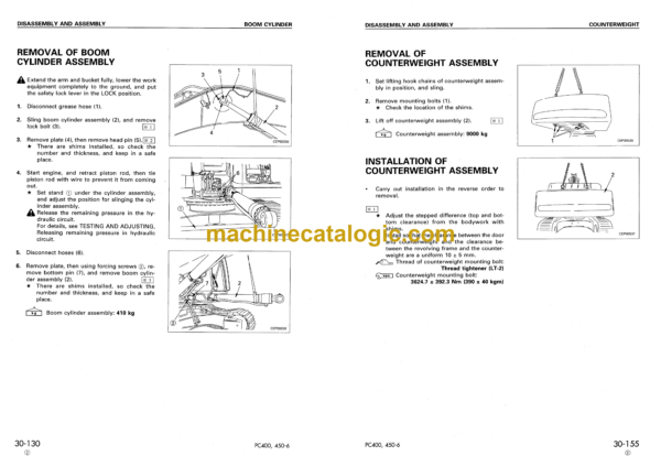 Komatsu PC400 PC400LC-6 PC450 PC450LC-6 Hydraulic Excavator Shop Manual (SEBM014508)