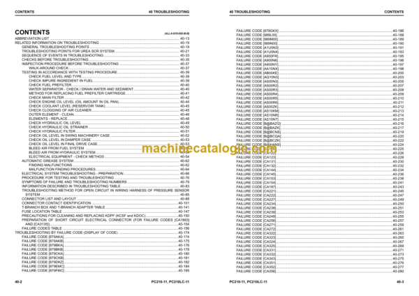 Komatsu PC210-11, PC210LC-11, PC210NLC-11, PC230NHD-11 Hydraulic Excavator Shop Manual (UENBM00364)