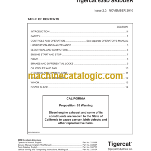 Tigercat 635D Skidder Service Manual (6351001 - 6351500) (33284A)