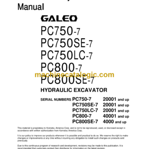 Komatsu PC750-7 PC750SE-7 PC750LC-7 PC800-7 PC800SE-7 Field Assembly Manual (SEAW004601)