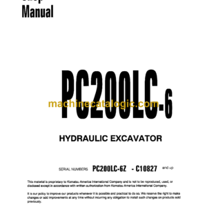 Komatsu PC200LC-6 Hydraulic Excavator Shop Manual (SEBM010202)