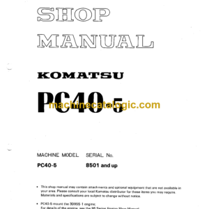 Komatsu PC40-5 Hydraulic Excavator Shop Manual (SEBM02240503)