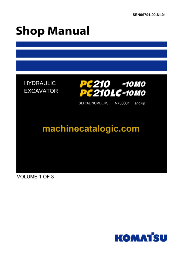 Komatsu PC210-10M0 Hydraulic Excavator Shop Manual (SEN06701-00-NI-01)